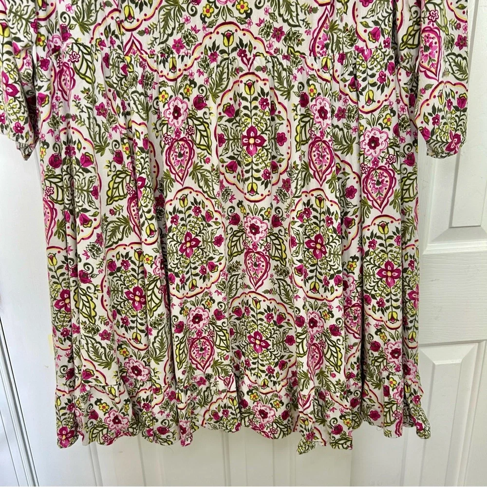 Torrid Pink Floral Keyhole Neckline Challis Skater Dress Size 4X - Picture 4 of 16